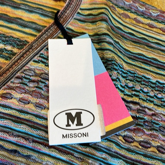 Missoni beautiful V-neck sweater, greens, blues, mauve, and yellow - Picture 5 of 5